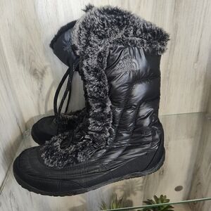 The North Face Puffer Goose Down BLACK Insulated Winter Snow Boots Womens Sz 9